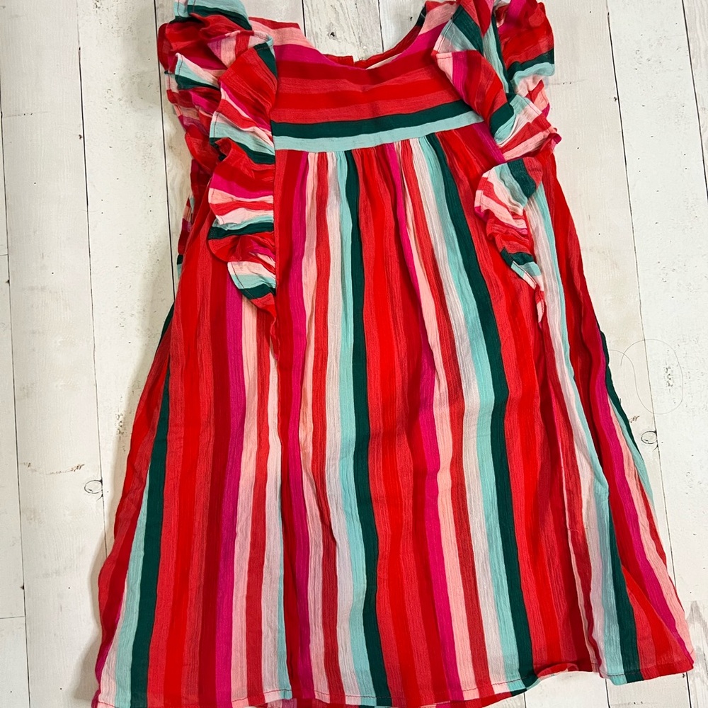 Crew cuts size 5 Spring summer dress. Vibrant orange red with stripes
